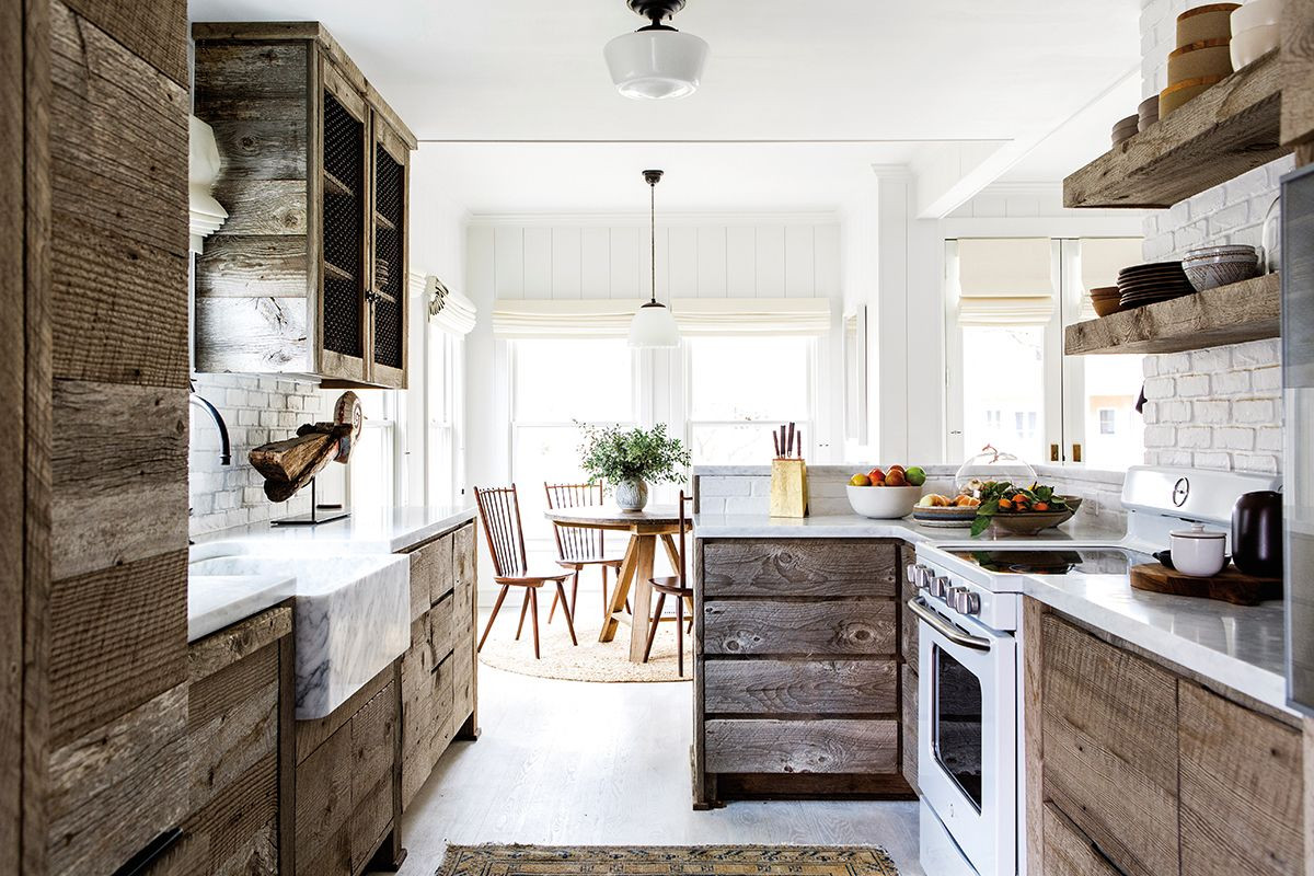 Jenni Kayne Brown and White and Wood Kitchen