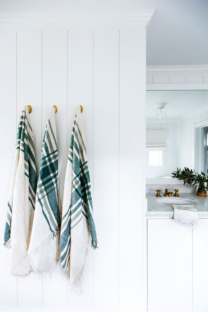 Bronze and Green and White Bathroom