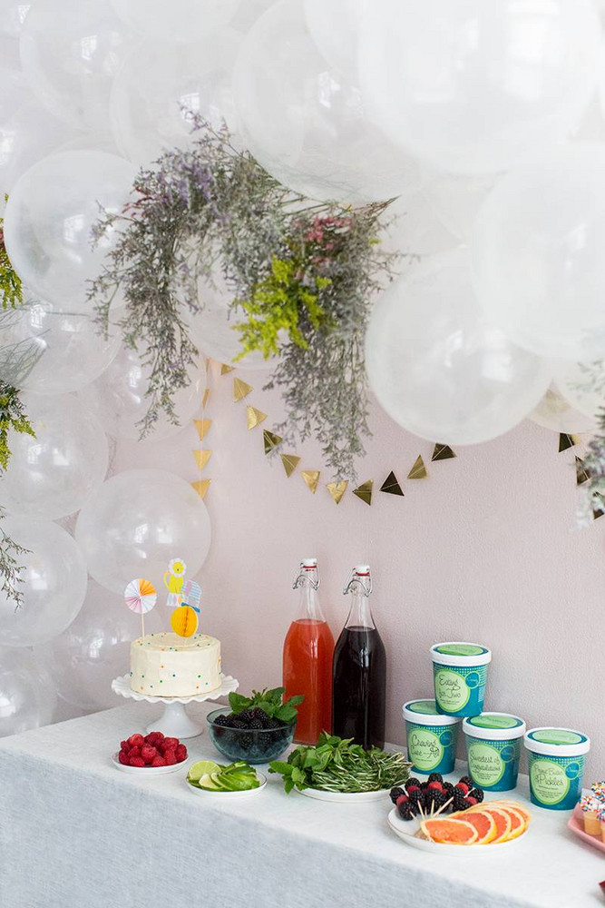 Modern Baby Shower Ideas Green and Pink Table Setting