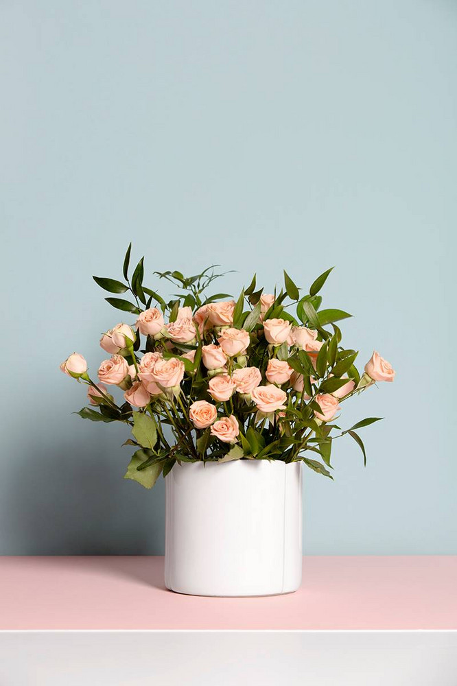 Flowers And Vases Blue and Orange and Pink Flowers