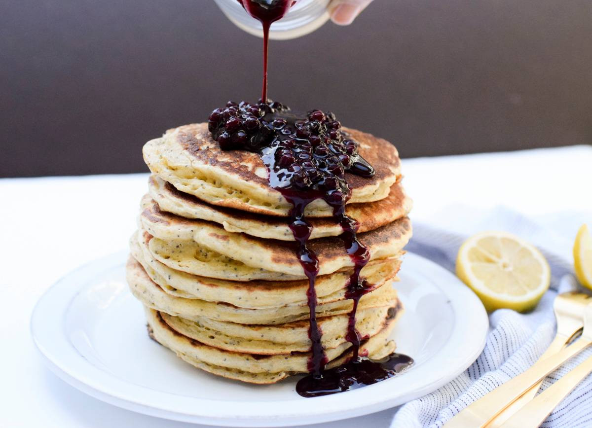 host a brunch pancakes on a platter