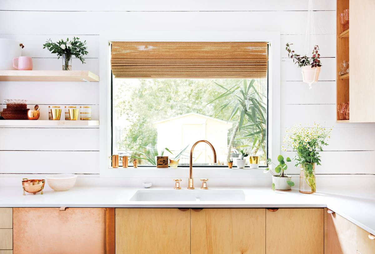 Claire Zinnecker Bronze and White and Wood Kitchen