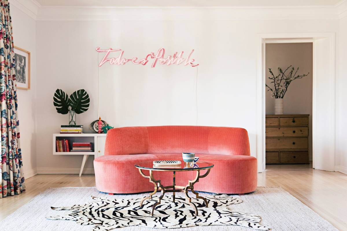 Pink and Red and White Living room