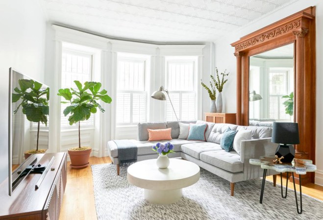 Gray and White Living room