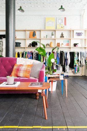 Black and Pink and White Shop interior