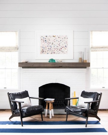 90s decor Gray and White Living room with fireplace