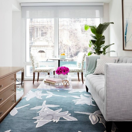 Blue and Clear and Gray and White Living room