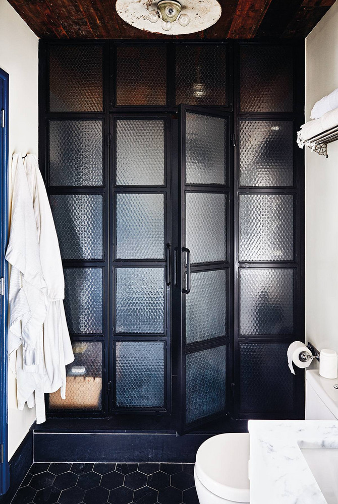 Nadine and Matt Abramcyk Black and White Bathroom