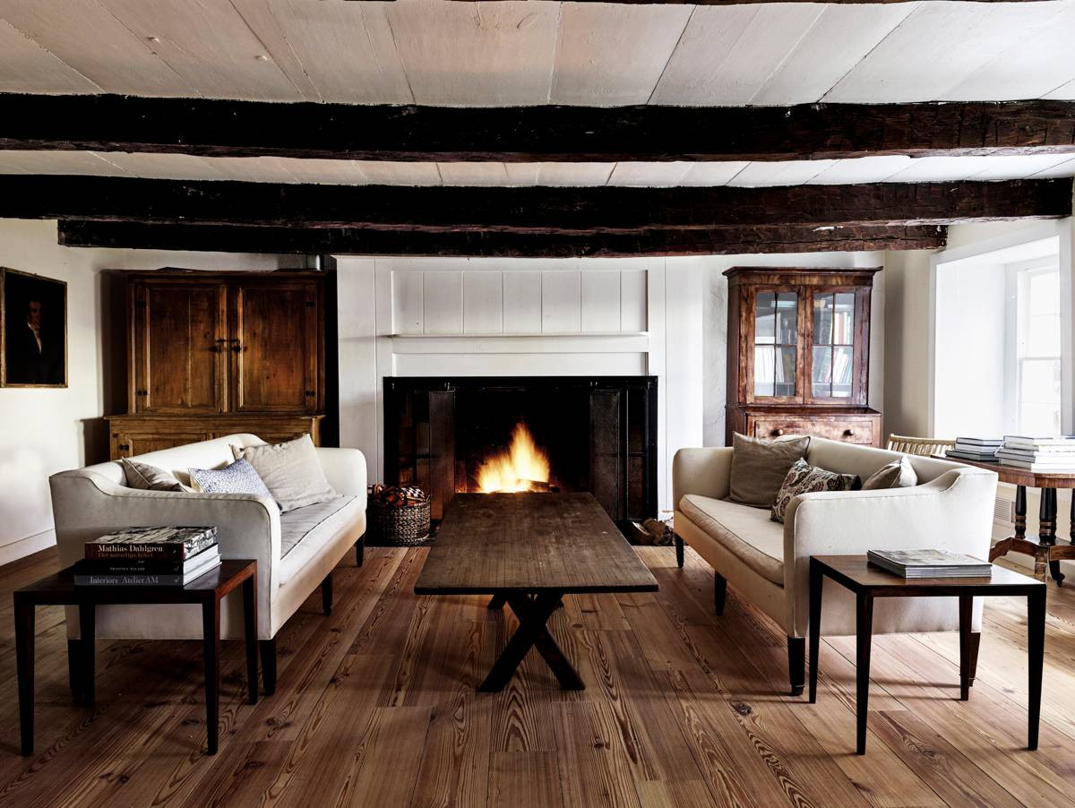 Brown and White and Wood Living room