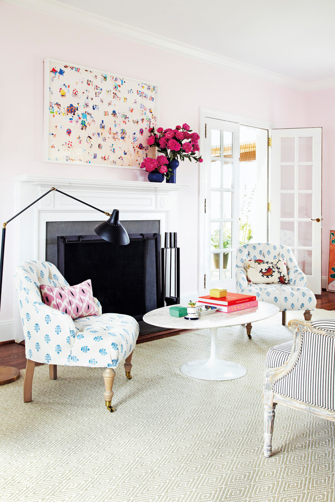 Pink and White Living room