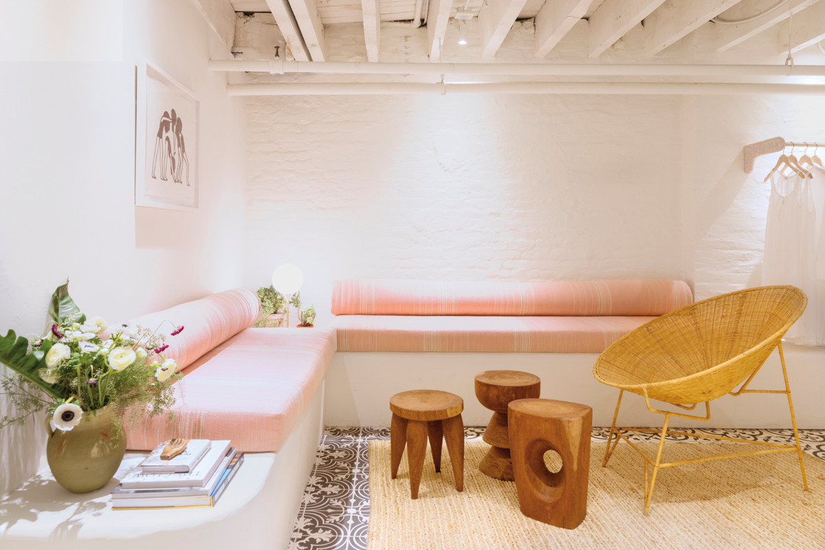 Pink and White Living room