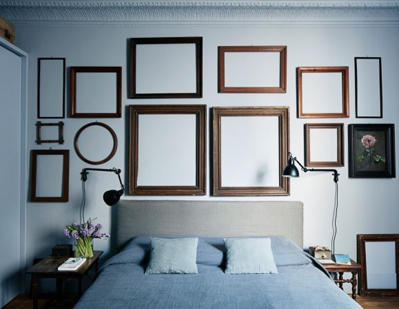 Blue and Brown and Wood Bedroom