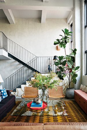 Green and White and Yellow Living room