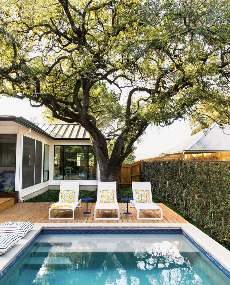 Green and White and Wood Patio