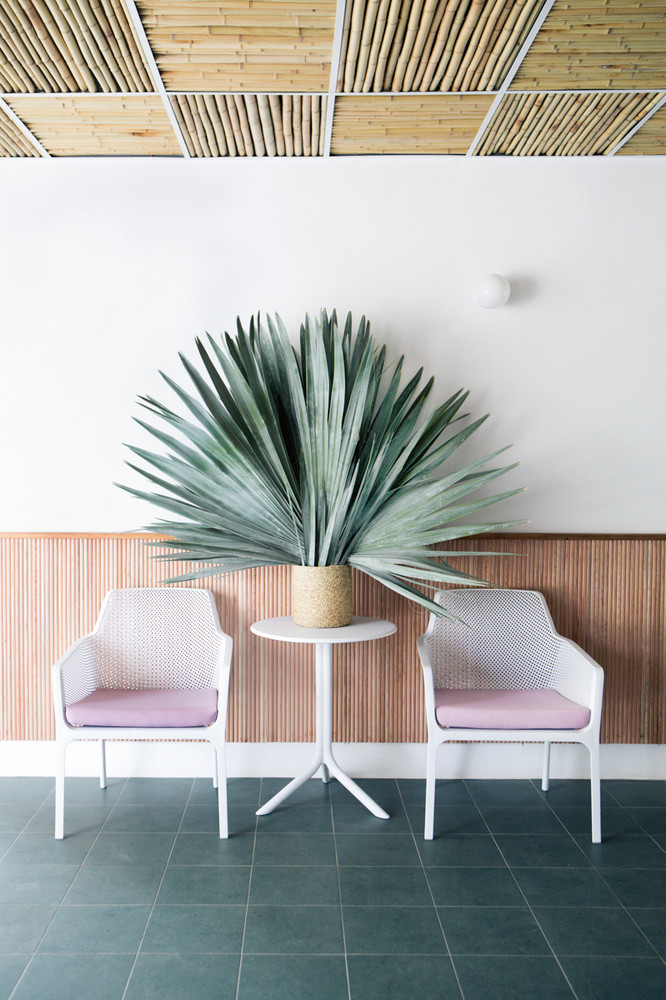 Green and Pink and White and Wood Entryway