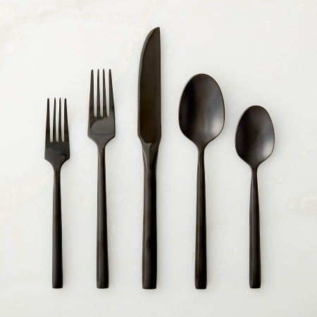  five pieces of black flatware