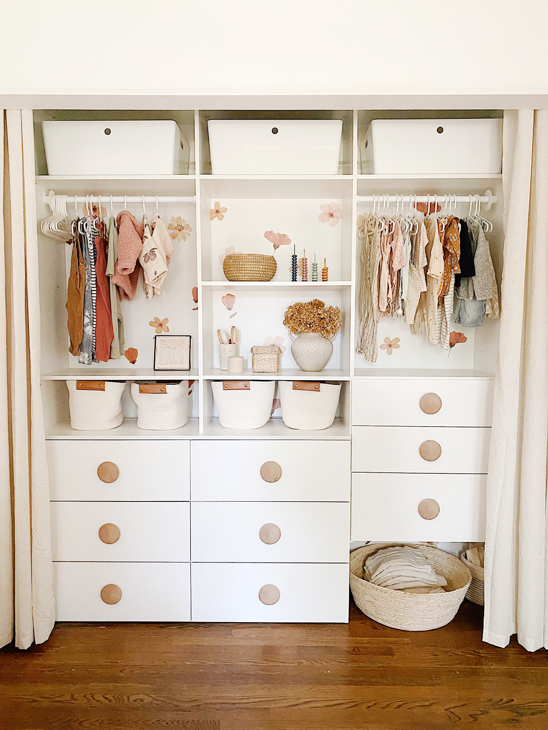 closet with nine drawers and hanging space