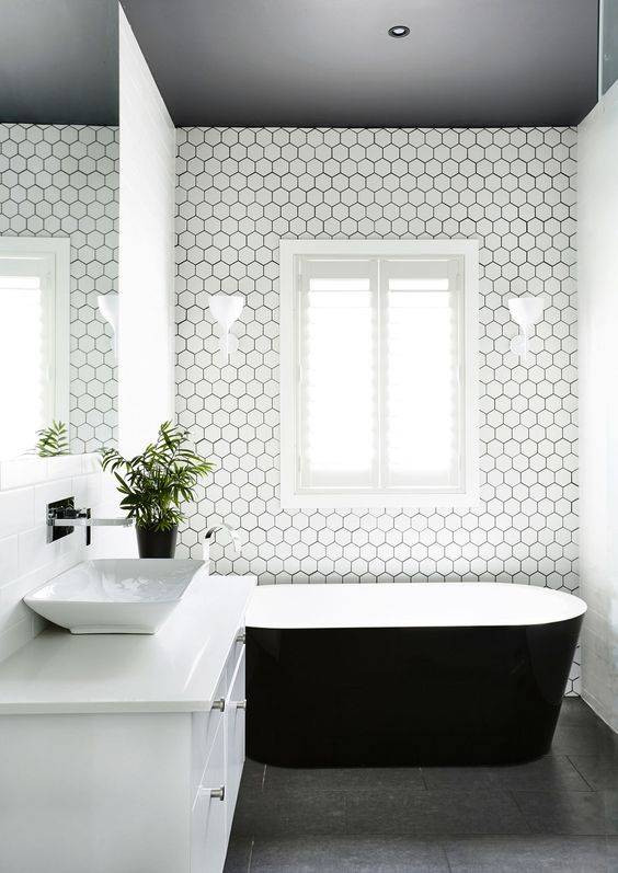 minimalist bathroom white bathroom with black tub