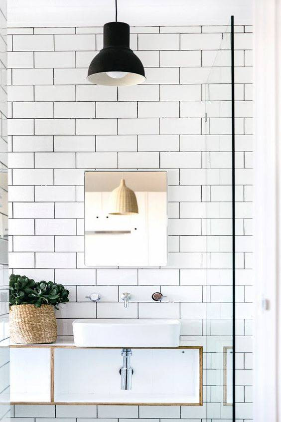 minimalist bathroom subway tile bathroom