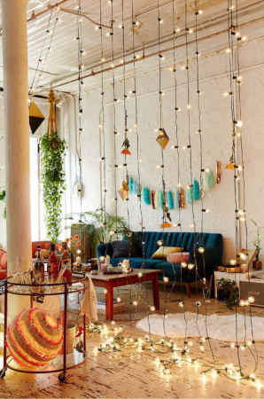 How to decorate with string lights: room divider