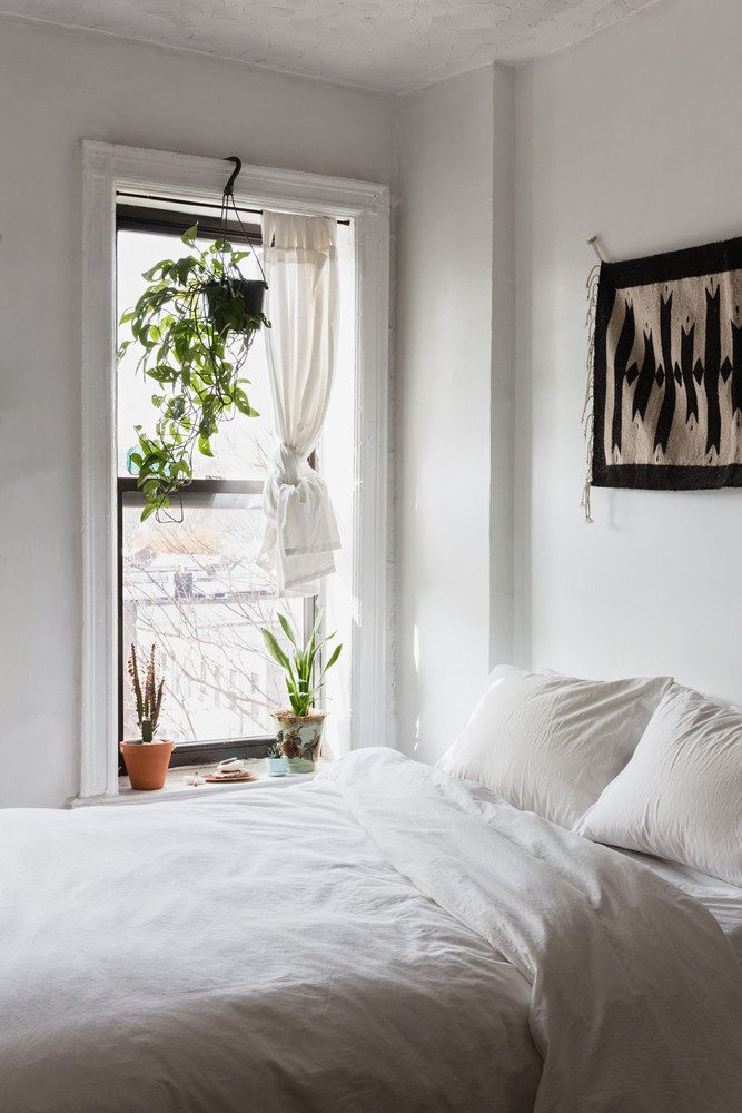 whitewashed minimalist bedroom