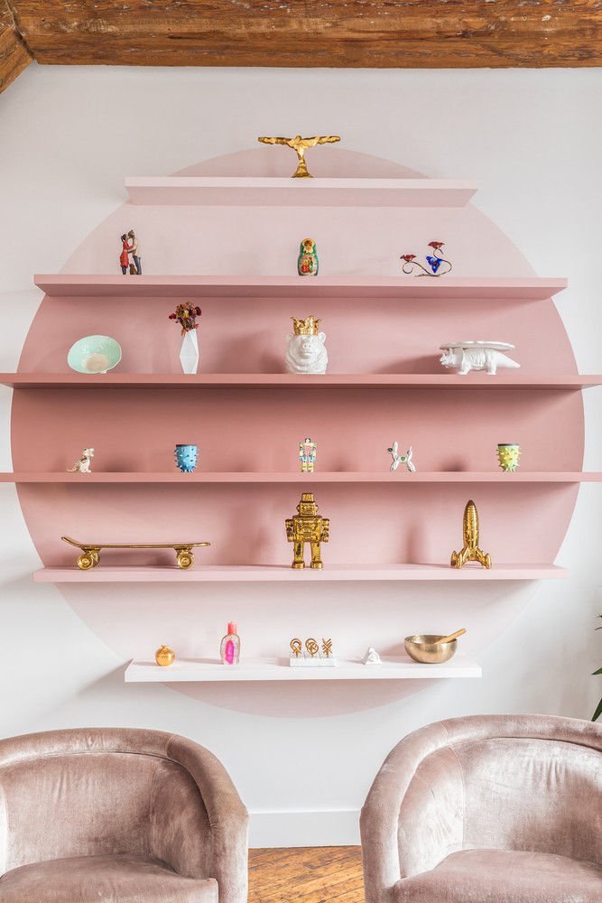 ombre pink bookshelf