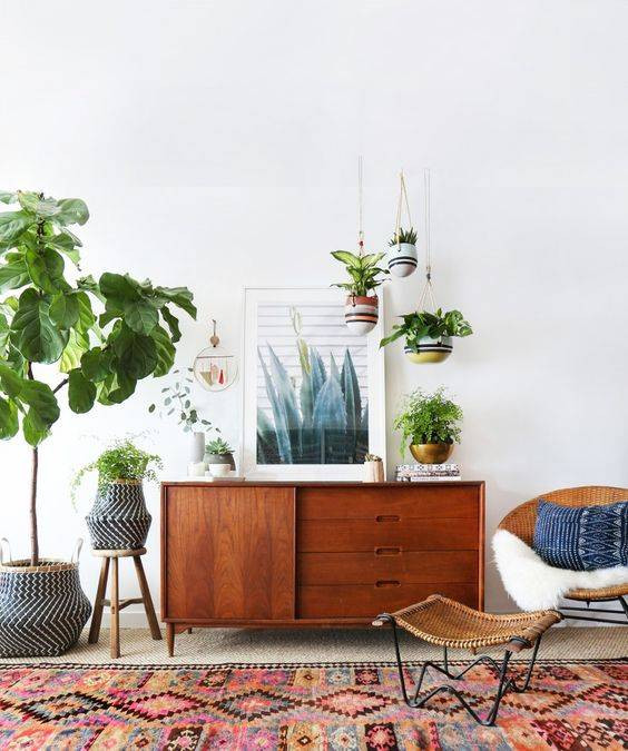 living room updates bohemian console with plants