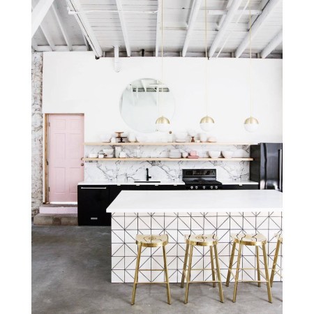 interior design instagram white and pink kitchen