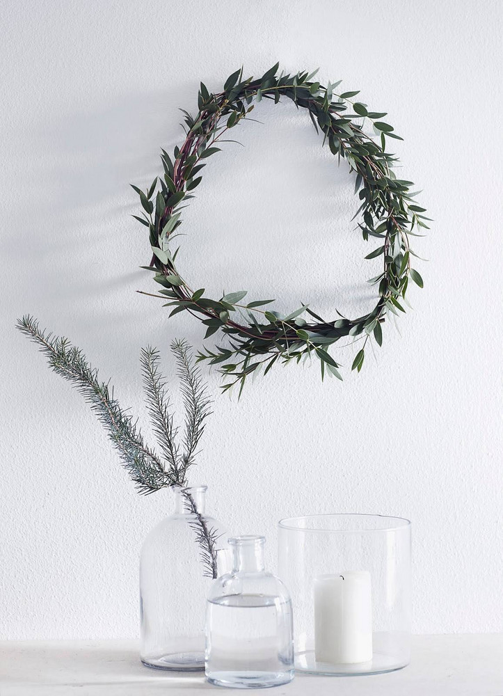 scandinavian christmas decor white room with christmas wreath