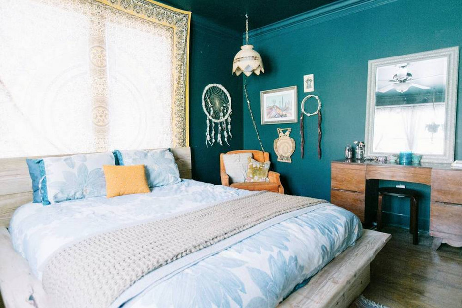 10 Teal Home Decor Ideas- bohemian bedroom