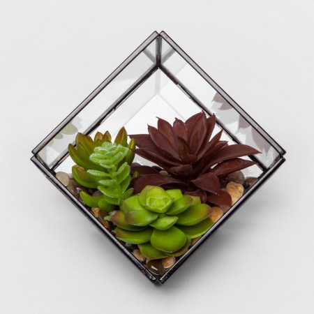 Artificial Succulent Glass Terrarium