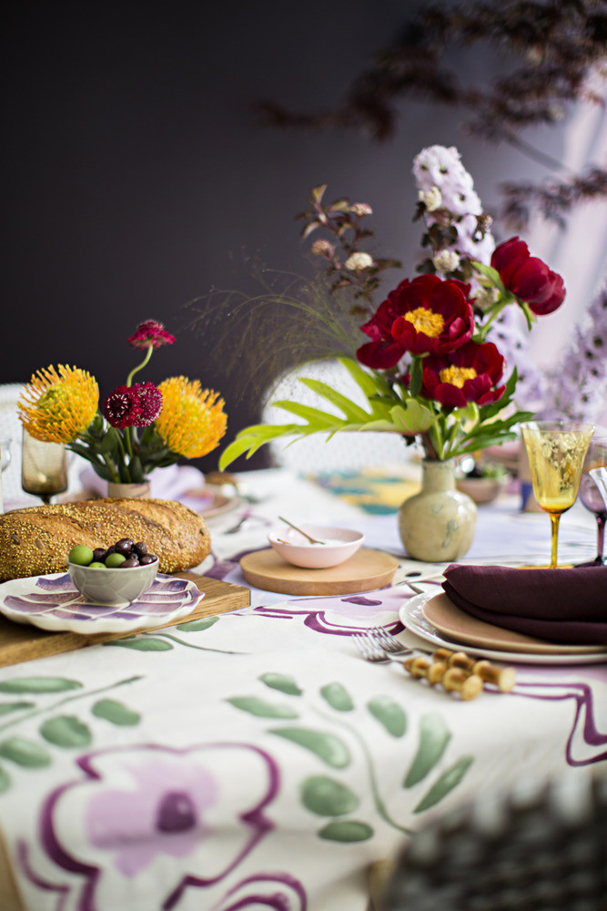 Purple and Red and Yellow Dining room