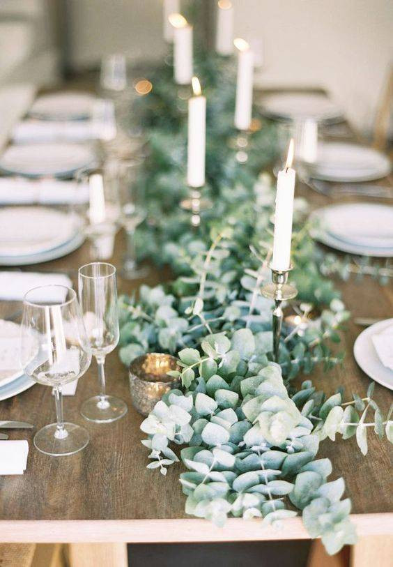 Easy Spring Centerpieces eucalyptus garland centerpiece