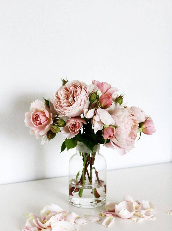 Easy Spring Centerpieces pink peonies in bottle