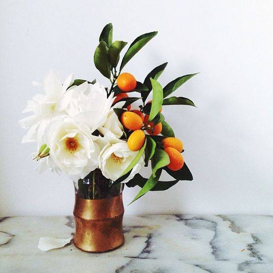 Spring Flower Arrangements poppies and kumquat bouquet