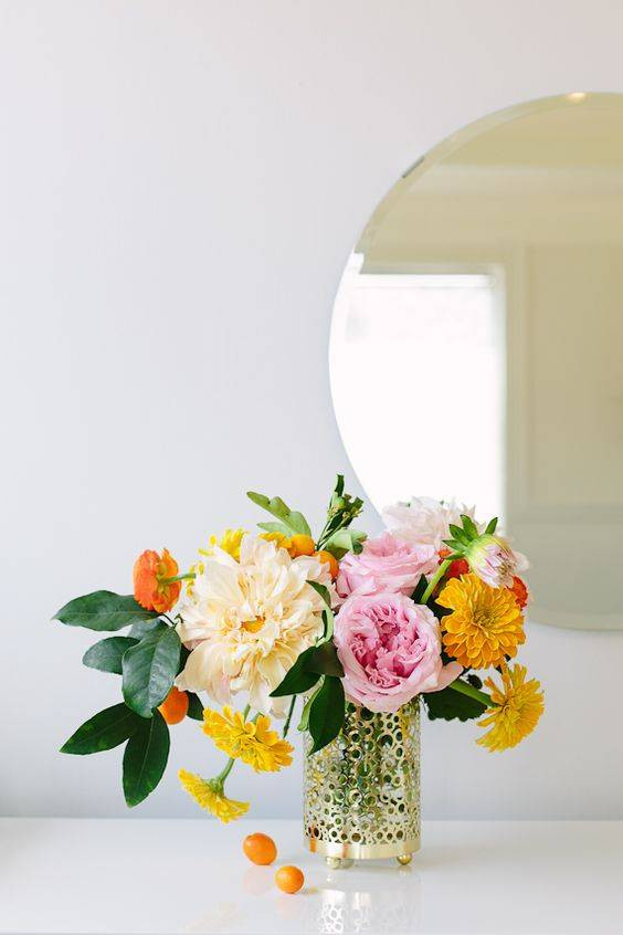 Spring Flower Arrangements pink and yellow flower arrangement