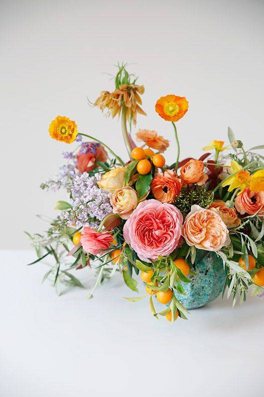 Spring Flower Arrangements bouquet with kumquats