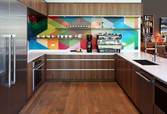 Colorful Kitchen Backsplashes Rainbow Painted Backsplash