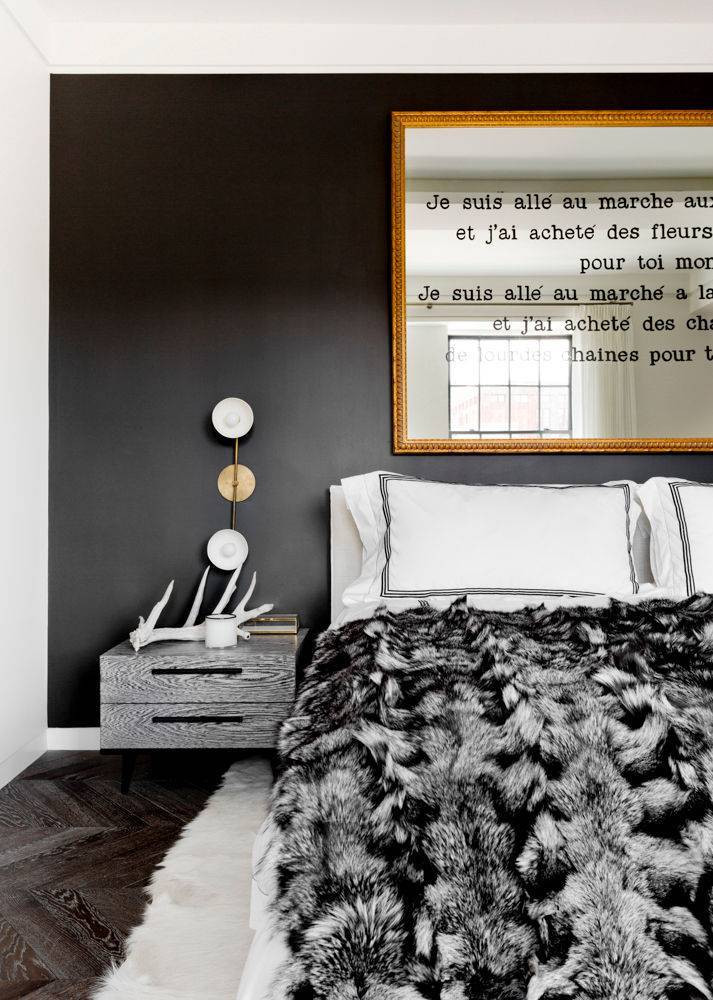 pillow shapes black bedroom with faux fur throw and white pillows