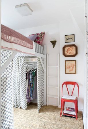 decorating small spaces lofted bed with closet underneath