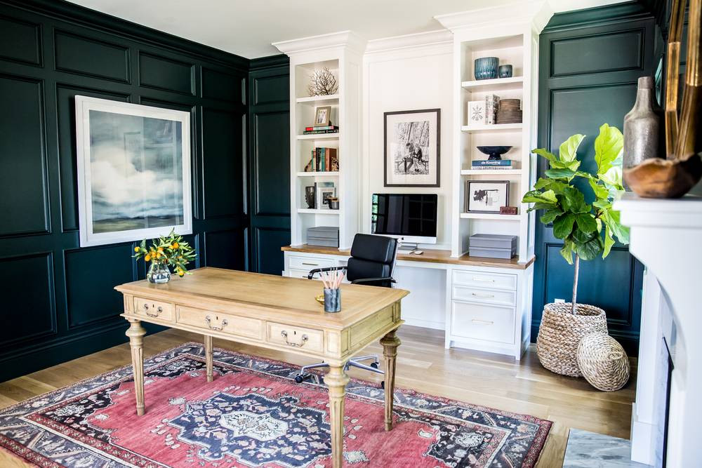 paint trim colors home office with hunter green walls