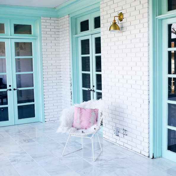 white-brick-marble-turquoise-patio