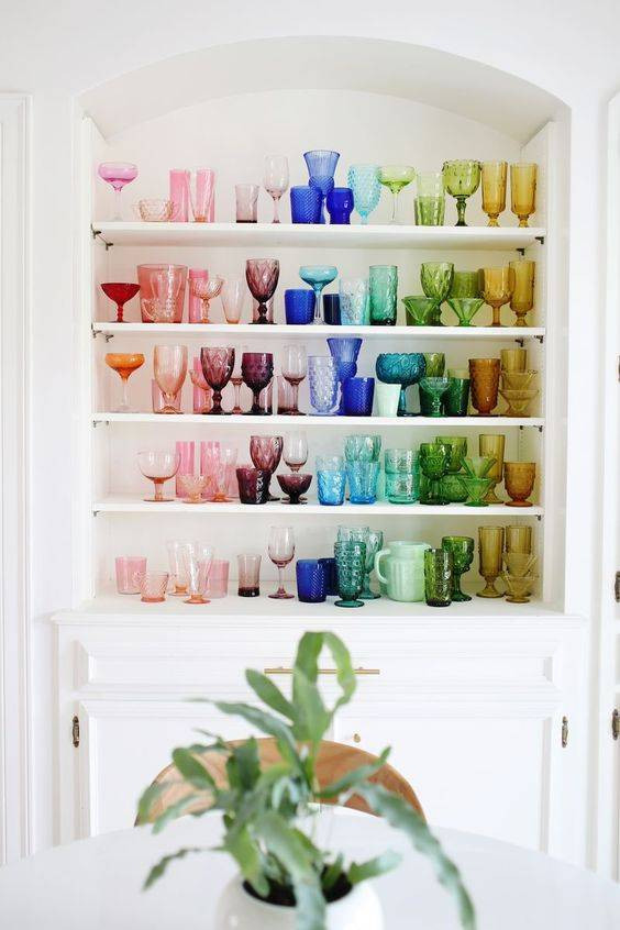 vintage kitchen decor ideas rainbow glassware