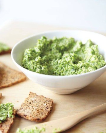 avocado shortage recipes pea dip in white bowl