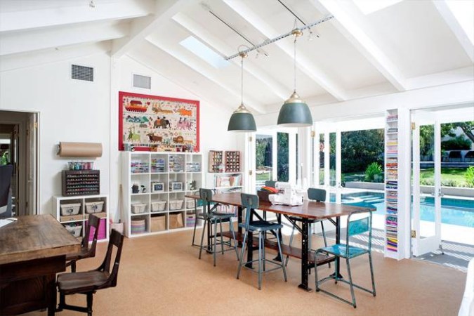 alyson hannigan white living room with vaulted ceiling