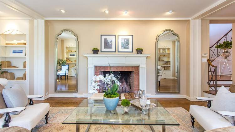 rachel leigh cook white living room with fireplace