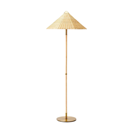  Floor Lamp with Tapered Rattan Shade Brown