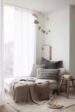 neutral Scandinavian-inspired decor reading nook