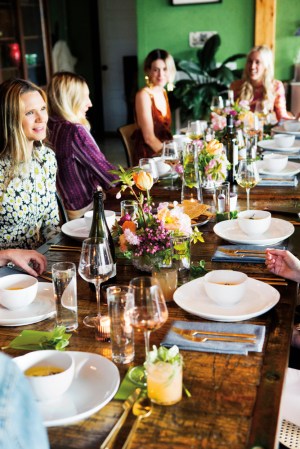 Brown and Green Table Setting