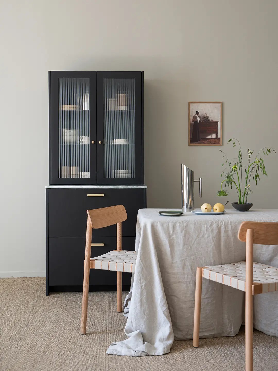 black cabinet in dining room